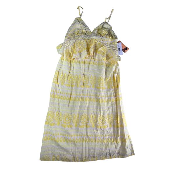 Future Collective Dress Women 17 Yellow Sundress Midi Spaghetti Strap Ruffle NWT - Picture 1 of 9